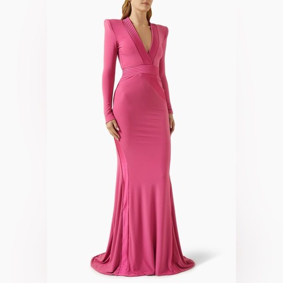 ZHIVAGO 976B The Heiress Gown in Damask Battle Line Long Sleeve Maxi Dress - Picture 2 of 14